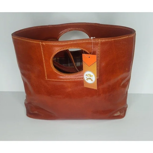 Charlie Leather Clarissa Cognac/Tan/Brown Medium Shoulder Bag/Handle Bag -NWT - Picture 9 of 12